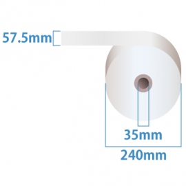感熱券売機用ロール紙 レジロール【裏巻】白 ミシン目５：５ (5巻